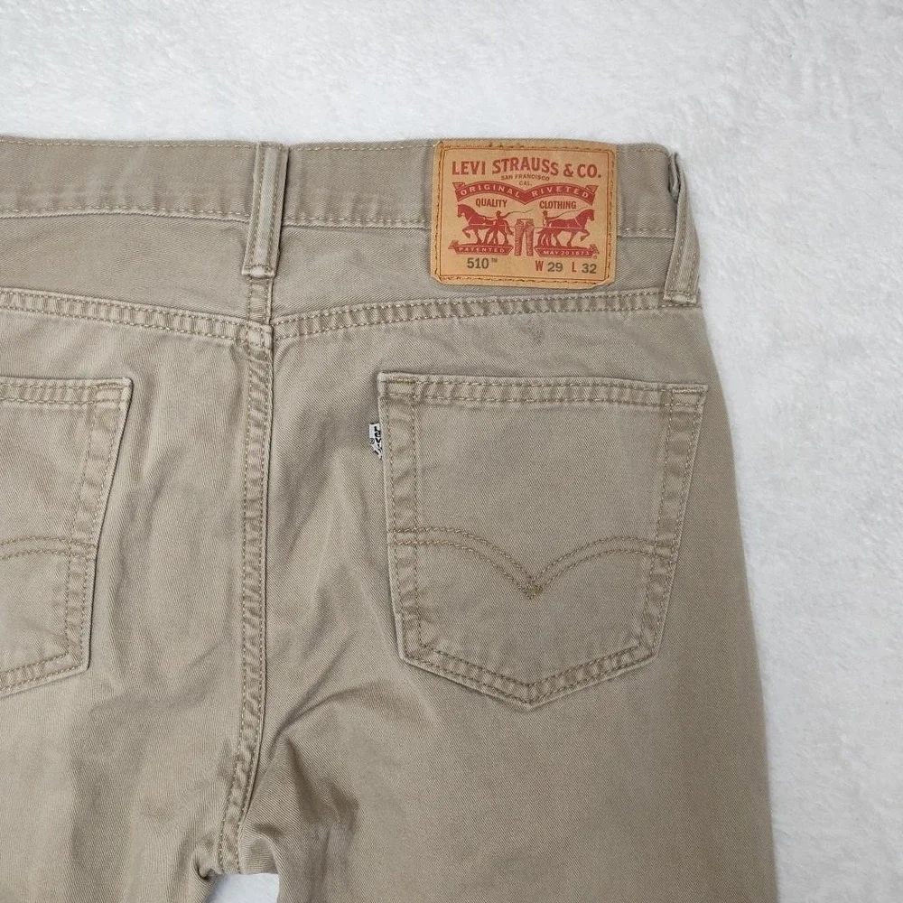 Levis 510 Jeans Mens 29x32 Beige Skinny Extra-Slim‎ Light Wash Denim Work School